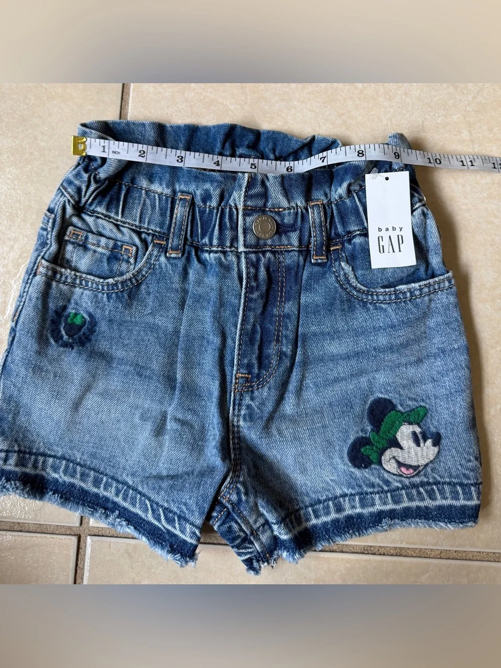 Baby Gap Disney Minnie Mouse Denim Paperbag Shorts Blue Jean 4 Years